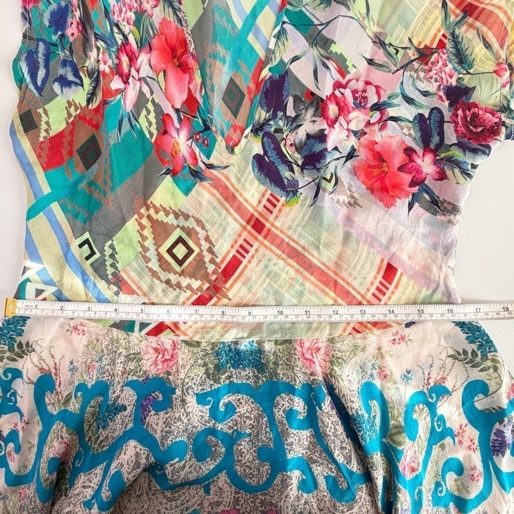Johnny Was Cupra Rayon Midi Dress Colorful Boho Floral Patchwork size SMALL - Picture 7 of 9
